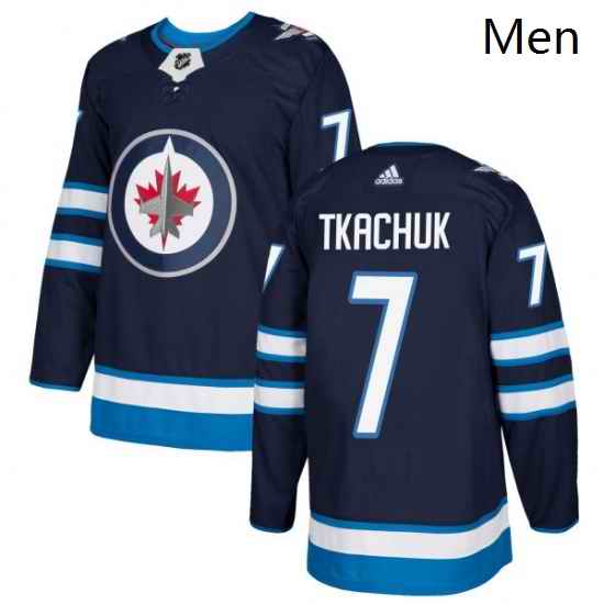 Mens Adidas Winnipeg Jets 7 Keith Tkachuk Authentic Navy Blue Home NHL Jersey